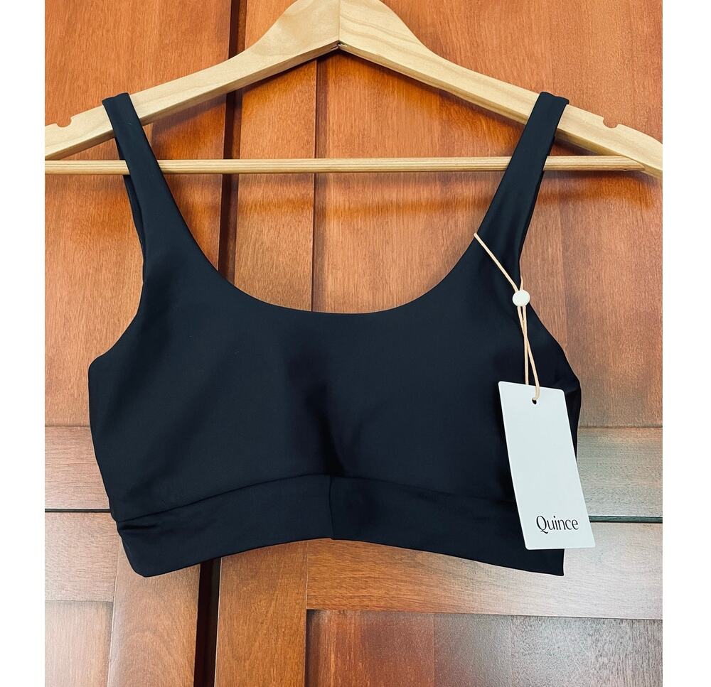 Quince Italian Tank Bikini Swim Top Black Size Small NEW
